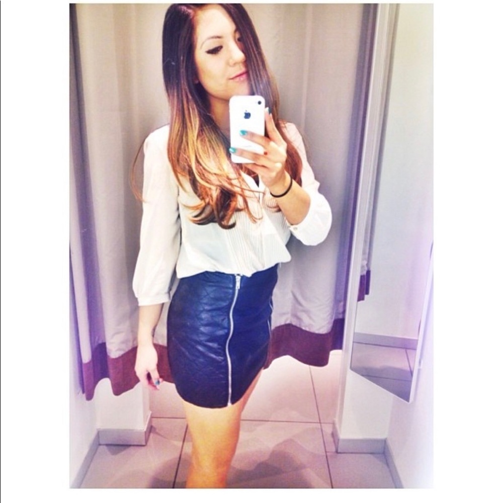 Black Faux Leather Skirt with elastic waist band